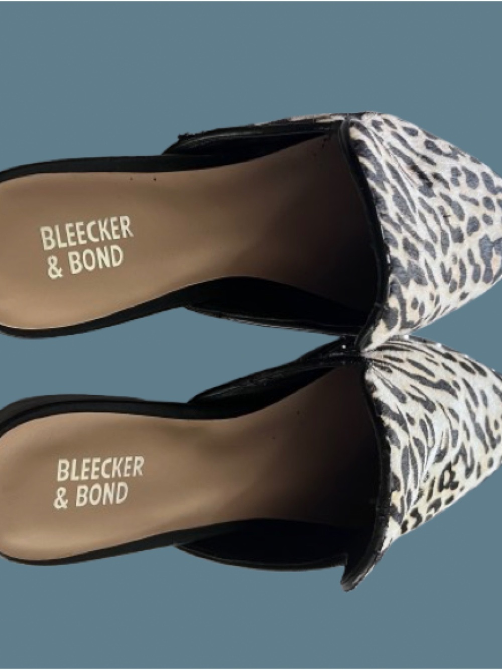 Bleecker & Bond Leopard Print Slip-On Mules - Tan & Black - Picture 2 of 5